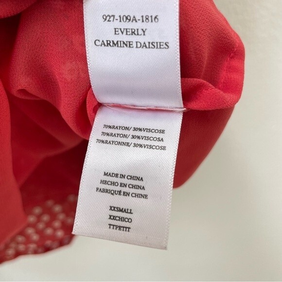 Rails Everly Carmine Daisies Floral Print Tiered Swing Dress Size XXS - Picture 6 of 6